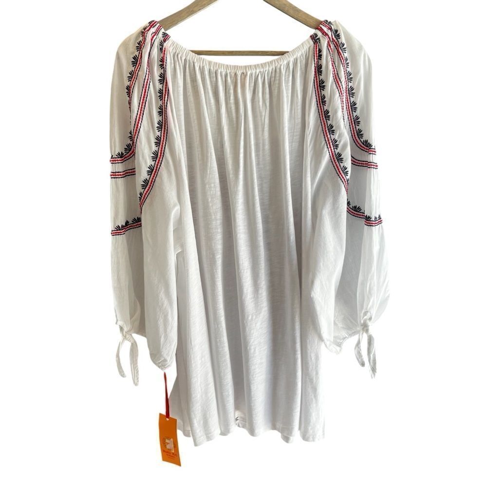 Ruby Rd White Embroidered Boho Top 3X - Picture 3 of 4